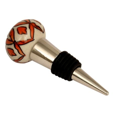 Handmade Orange Floral Ceramic Wine Bottle Stopper